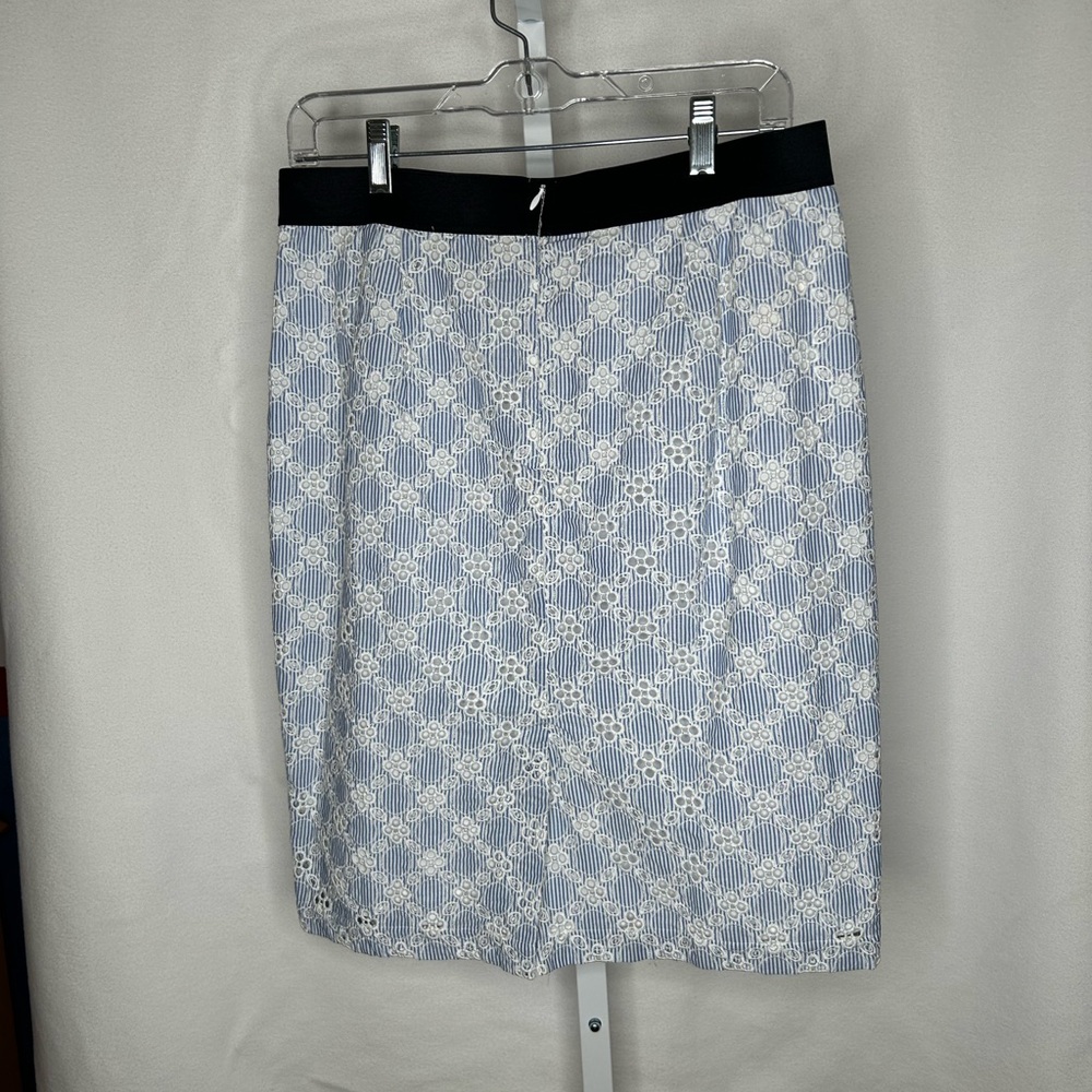 Ann Taylor Black and White Geometric Pencil Skirt